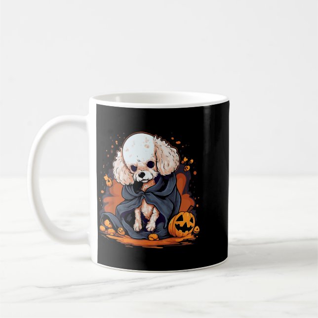 Pudel Hund Halloween Kaffemugg (Vänster)