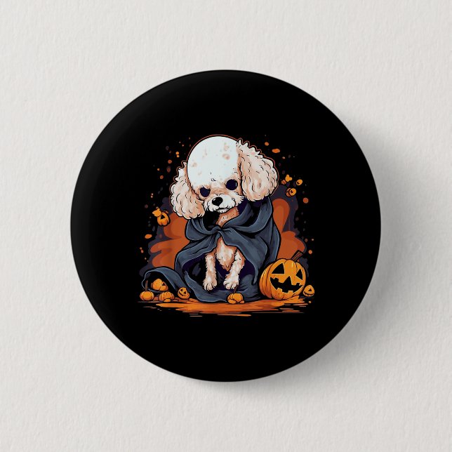 Pudel Hund Halloween Knapp (Framsida)