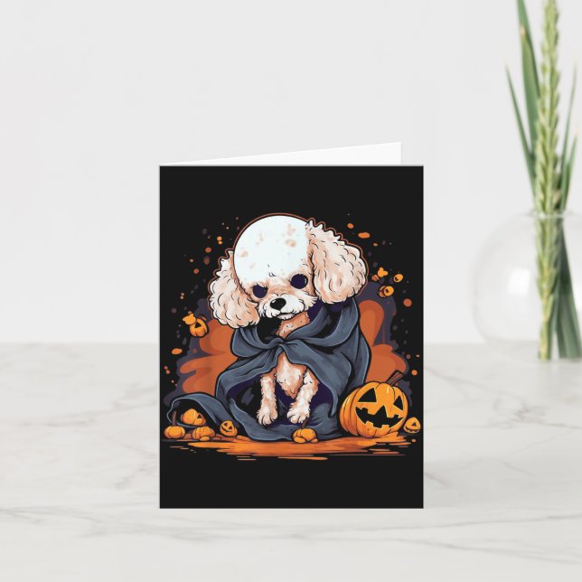 Pudel Hund Halloween Kort (Framsida)