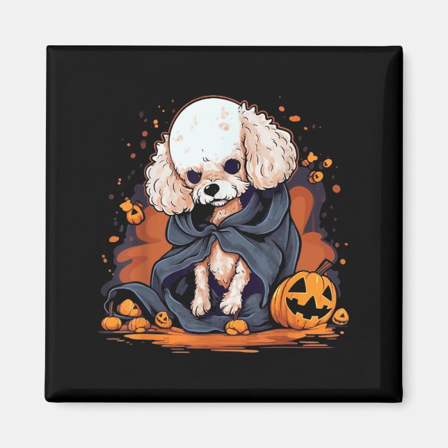 Pudel Hund Halloween Magnet (Framsidan)