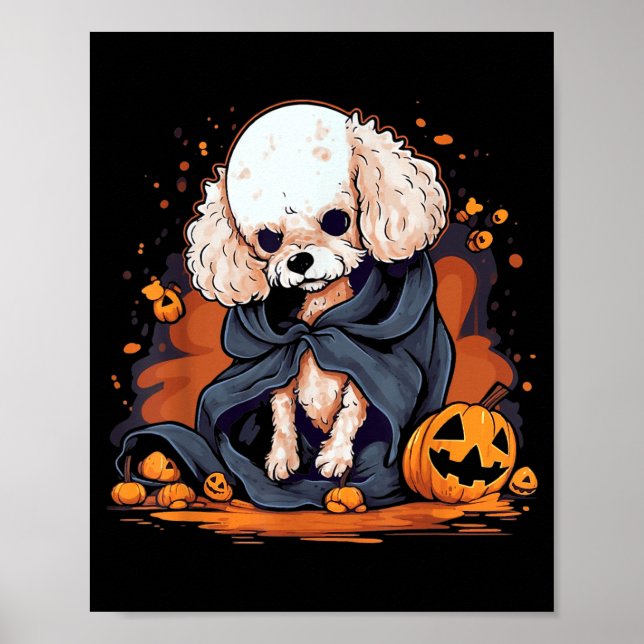 Pudel Hund Halloween Poster (Framsidan)