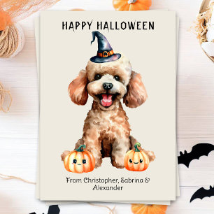 Pudel Hund Happy halloween Julkort