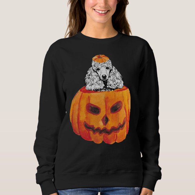 Pudel Hund Happy halloween Pumpkin T Shirt (Framsida)