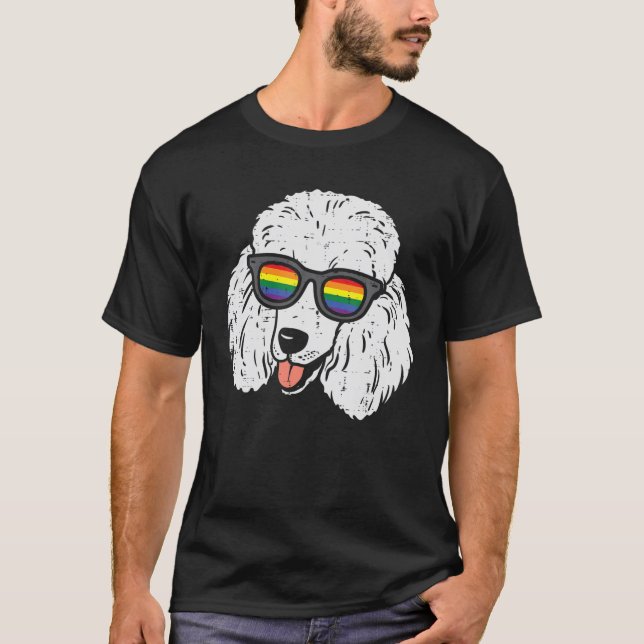 Pudel Hund HBT TQ Rainbow Flagga Gay pride Ally Hu T Shirt (Framsida)