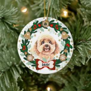 Pudel Hund Hund Cookie-krans Julgransprydnad Keramik