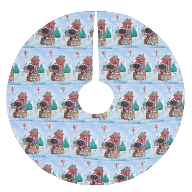 PUDEL HUND i HUND i SNÖ Julgransmatta Borstad Polyester (Framsidan)