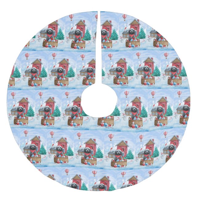 PUDEL HUND i HUND i SNÖ Julgransmatta Borstad Polyester (Framsidan)