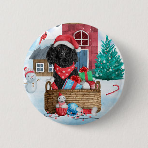 PUDEL HUND i HUND i SNÖ Knapp