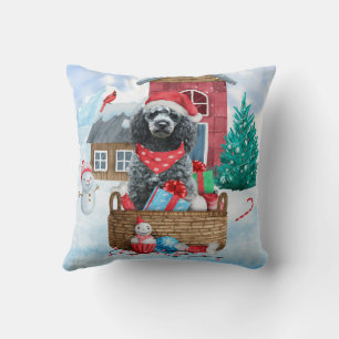 PUDEL HUND i HUND i SNÖ Kudde