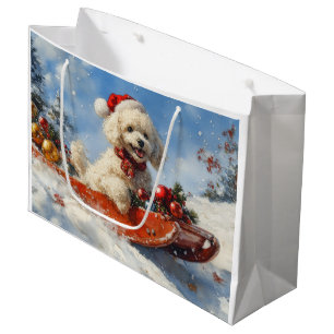 Pudel Hund i Släde Låt det Snöa Jul