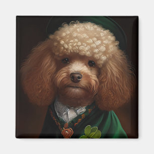 Pudel Hund i St. Patrick Dress Magnet