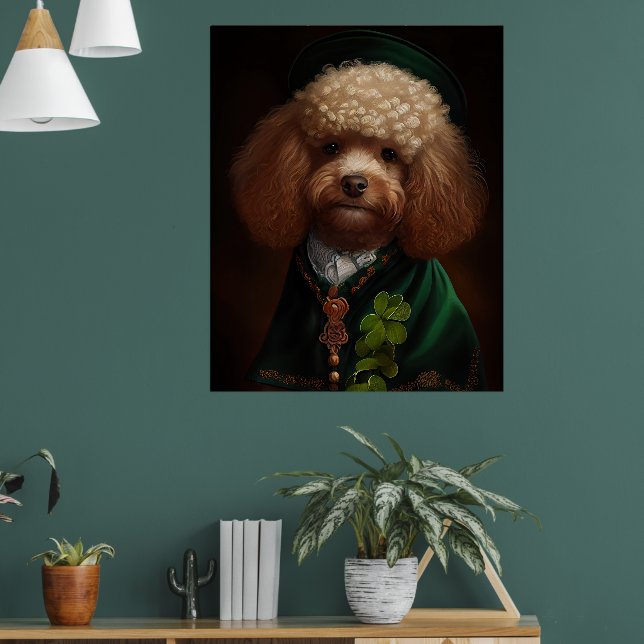Pudel Hund i St. Patrick Dress Poster (Vardagsrum 1)