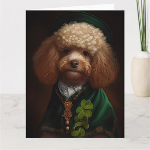 Pudel hund i St. Patricks dag klänning Kort