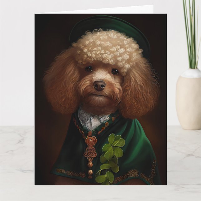Pudel hund i St. Patricks dag klänning Kort (Framsida)