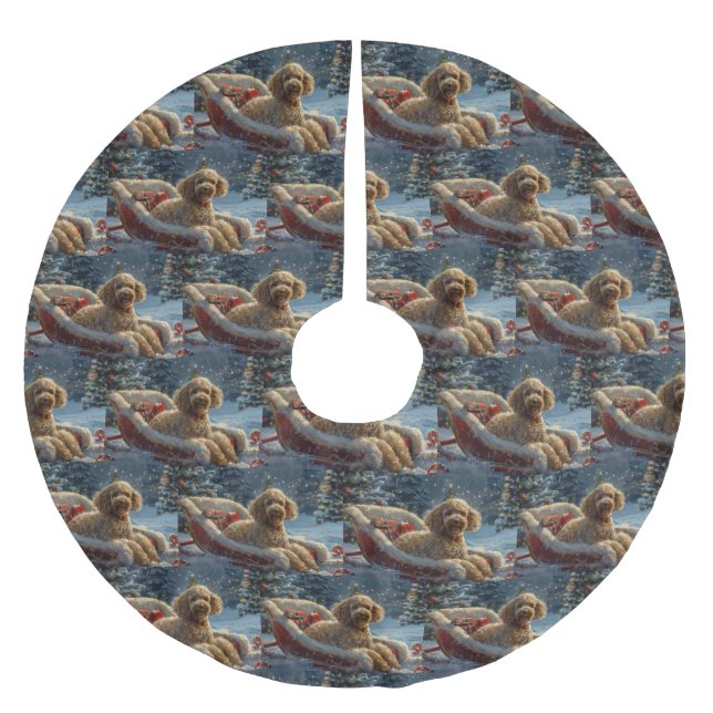Pudel Hund Jul Festivitet Julgransmatta Borstad Polyester (Framsidan)