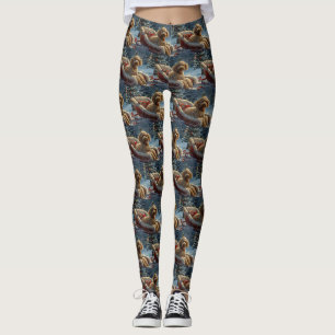 Pudel Hund Jul Festivitet Leggings
