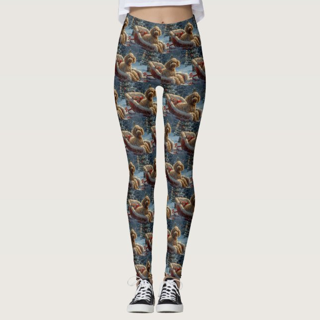 Pudel Hund Jul Festivitet Leggings (Framsida)