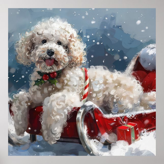 Pudel Hund Jul Festivitet Poster (Framsidan)