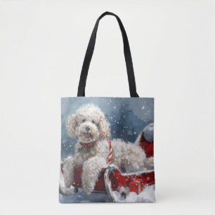 Pudel Hund Jul Festivitet Tygkasse