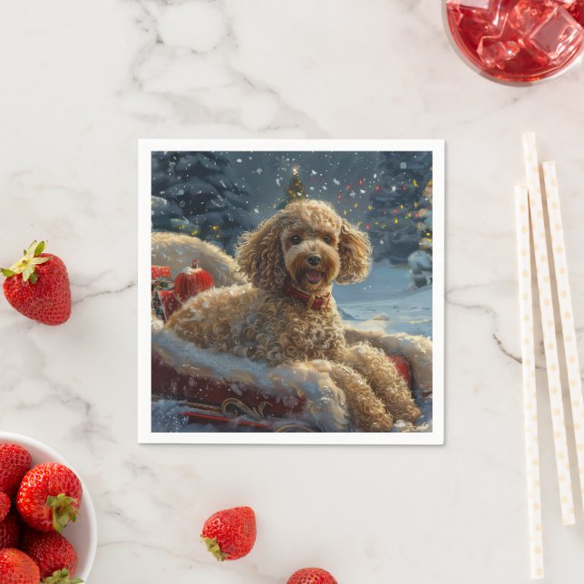 Pudel Hund Jul Festlig Pappersservett (Insitu)
