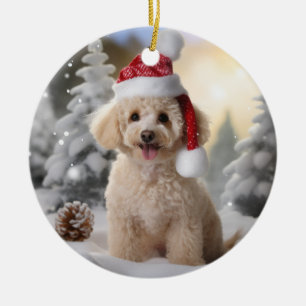 Pudel Hund jul Keepsaké Julgransprydnad Keramik