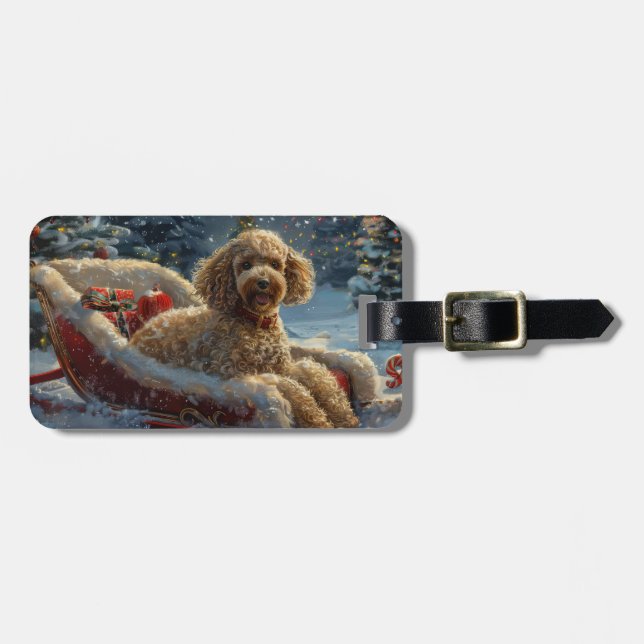 Pudel Hund julafton Bagagebricka (Horisontell Framsida)