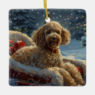Pudel Hund julafton Julgransprydnad Keramik