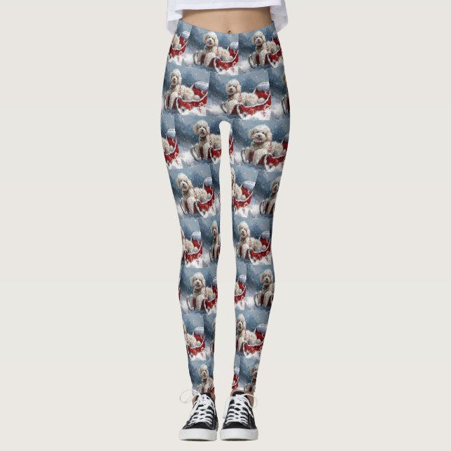 Pudel Hund julafton Leggings (Framsida)