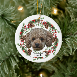pudel hund julgransprydnad keramik