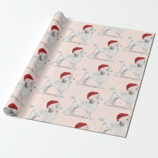 Pudel Hund jultomten Hat Presentpapper (Utrullad)