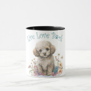 Pudel Hund Mamma Blommig Mugg