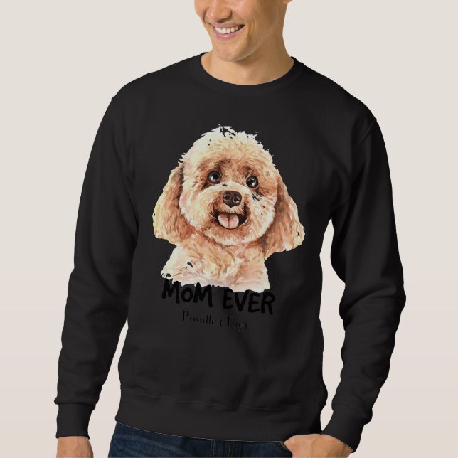 Pudel Hund Mamma Lång Ärmad Tröja (Framsida)