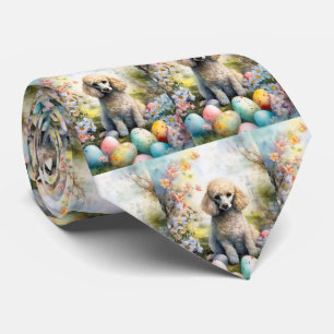 Pudel Hund med Påskägg Semester Slips