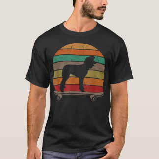 Pudel Hund på Skateboard Vintage Retro Funny Skate T Shirt