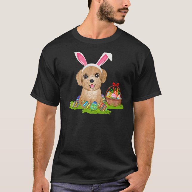 Pudel Hund Påskägg Hunting Bunny Pudel Påsk T Shirt (Framsida)