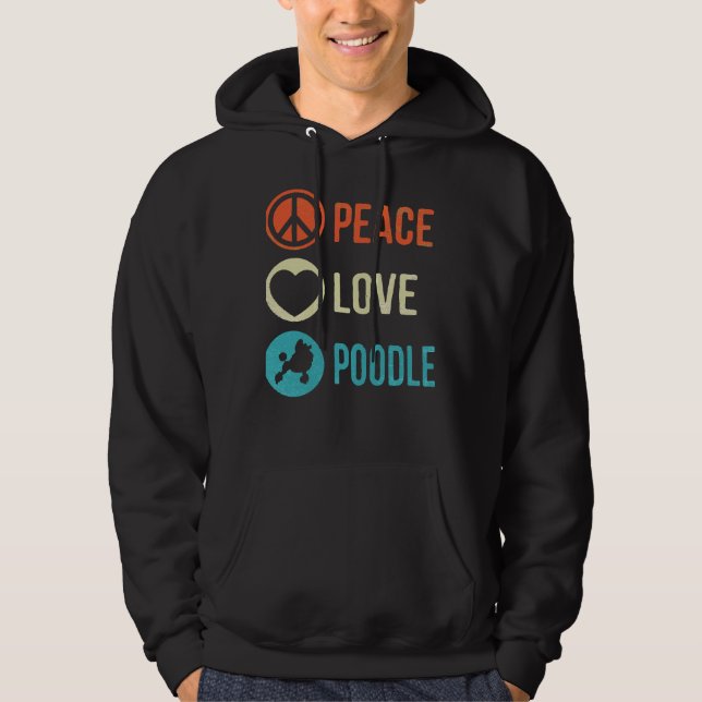 Pudel Hund Peace Kärlek Pudel Hoodie (Framsida)