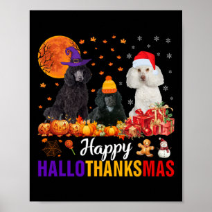 Pudel Hund Puppy Hallothanksmas Halloween Thanksgi Poster