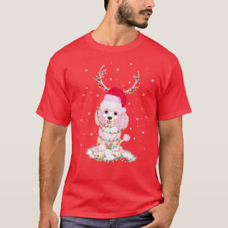 Pudel Hund Reindeer Costume jul Ljus Match T Shirt