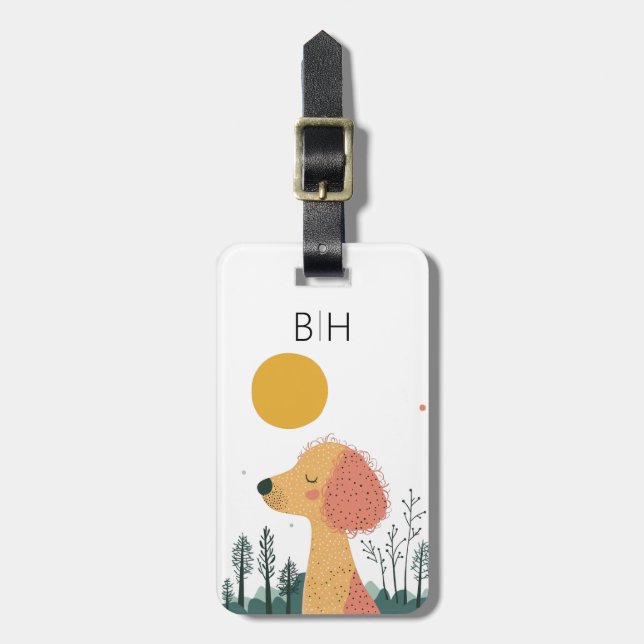 Pudel Hund Resväsketikett Bagagebricka (Vertikal Framsida)