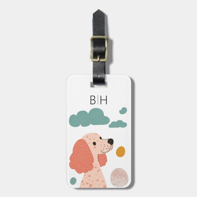Pudel Hund Resväsketikett Bagagebricka (Vertikal Framsida)