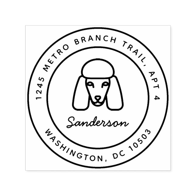 Pudel Hund Returadress Frimärke självinläsning Självfärgande Stämpel (Design)