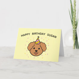 Pudel Hund | Rosa och Gult Födelsedag i vikt Kort