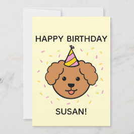 Pudel Hund | Rosa och Gult Födelseort Kort