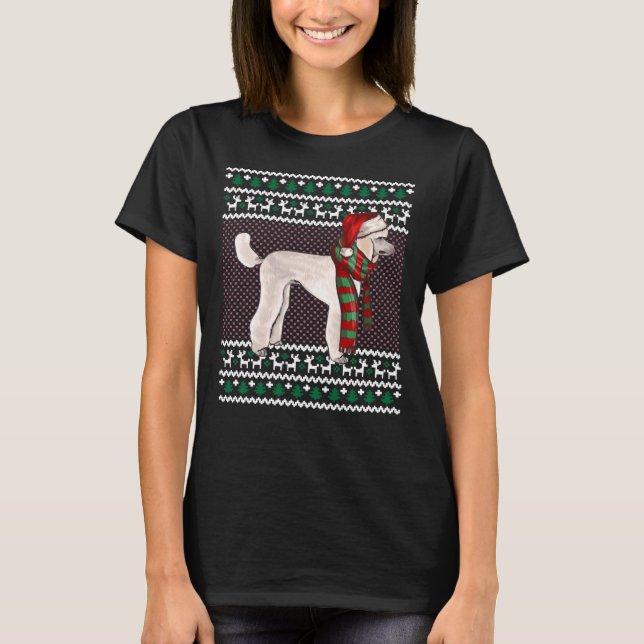 Pudel Hund Santa Ugly jul T Shirt (Framsida)