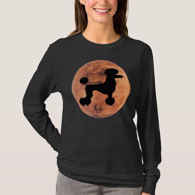 Pudel Hund Silhouette i Mars Pudel Älskare T Shirt (Framsida)