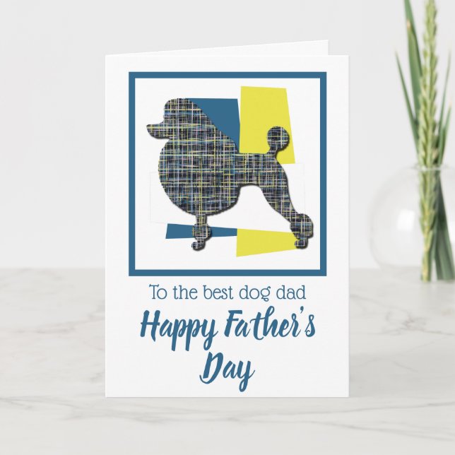 Pudel Hund Silhouette TriColor Far's Day Card Kort (Framsida)