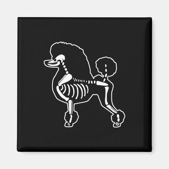 Pudel Hund Skeleton Halloween Doodle Hundar Älskar Magnet (Framsidan)