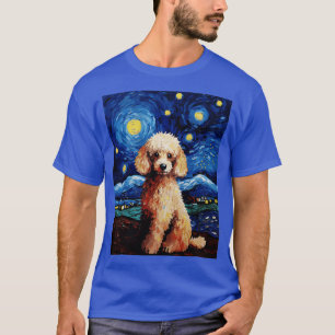 Pudel Hund Starry Night Van Gogh Art Älskare T Shirt