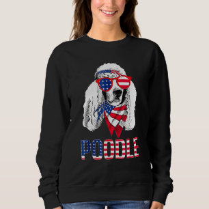 Pudel Hund Sunglass Amerikanska Flagga 4 juli T Shirt