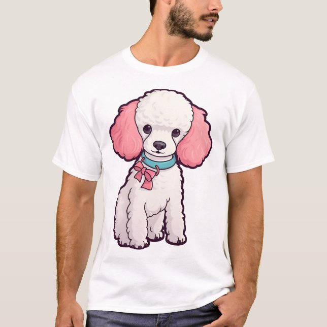 Pudel Hund Super Söt T Shirt (Framsida)